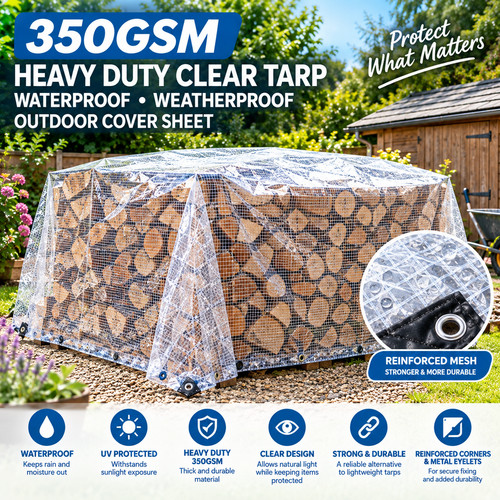 350gsm heavy duty clear tarp - 350gsm,